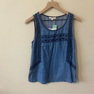 skies are blue kedebe embroidered chambray tank